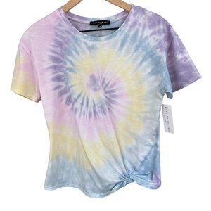 Generation love multicolor pastel tie dye twist hem short sleeve tee extra small